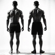 Abstract before and after image showing muscle gain