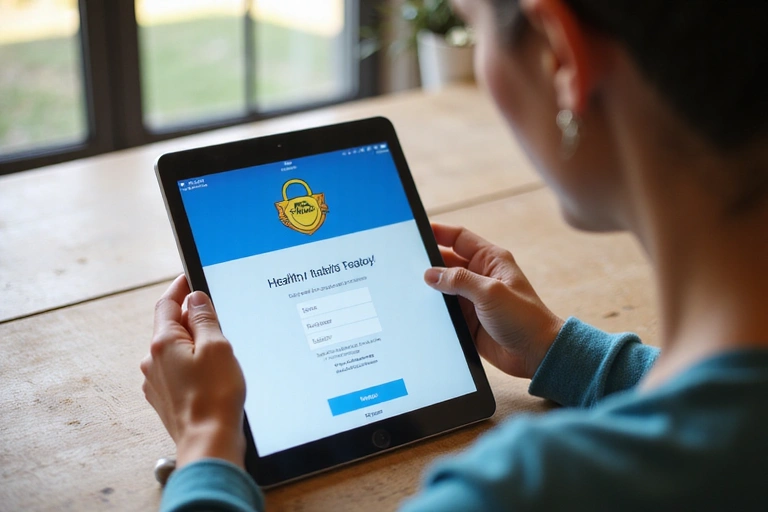 User logging into a secure account on a tablet
